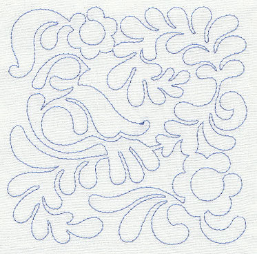 Bird and Flowers Quilting Square 1 (Single Run)