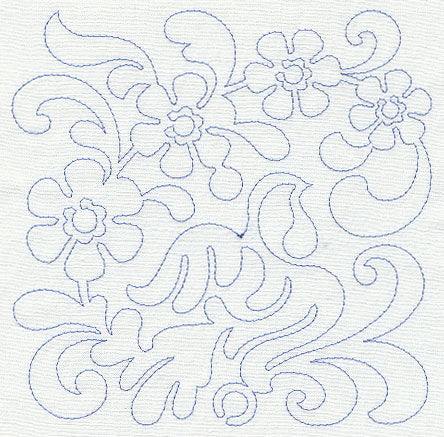 Bird and Flowers Quilting Square 2 (Single Run)