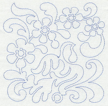 Bird and Flowers Quilting Square 2 (Single Run)