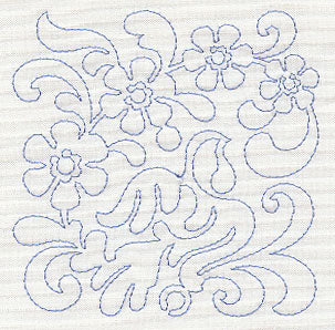 Bird and Flowers Quilting Square 2 (Single Run)