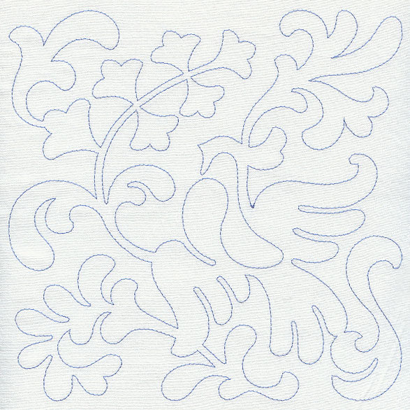 Bird and Flowers Quilting Square 7 (Single Run)