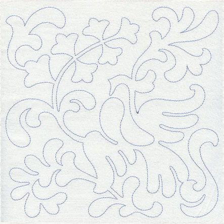 Bird and Flowers Quilting Square 7 (Single Run)