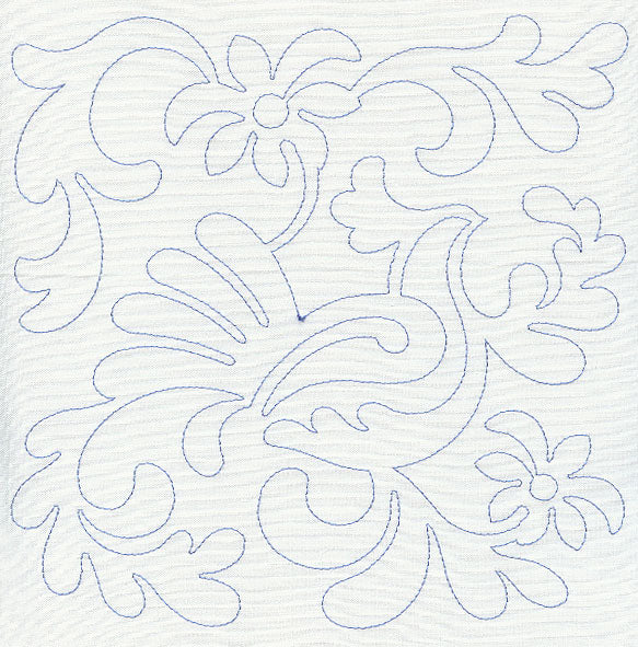 Bird and Flowers Quilting Square 8 (Single Run)