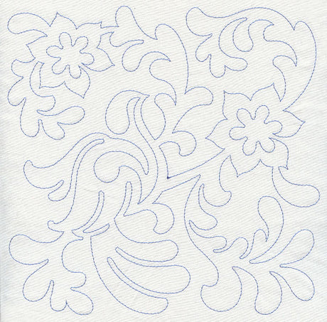 Bird and Flowers Quilting Square 9 (Single Run)