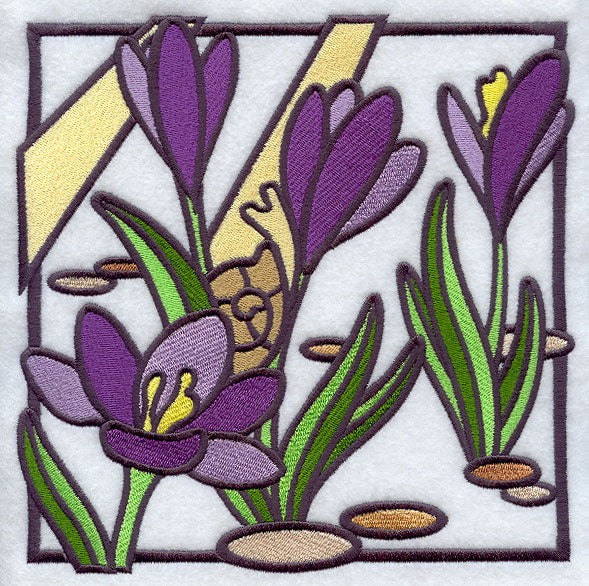 Stained Glass Crocus Square