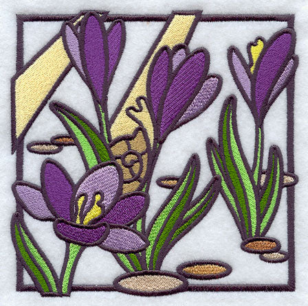 Stained Glass Crocus Square