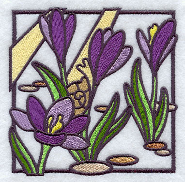 Stained Glass Crocus Square