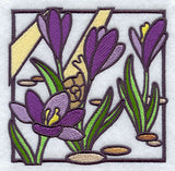 Stained Glass Crocus Square