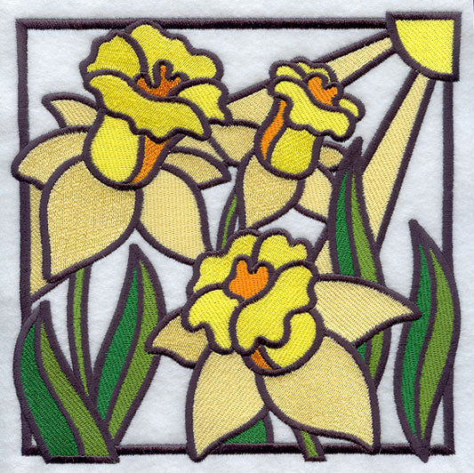 Stained Glass Daffodil Square