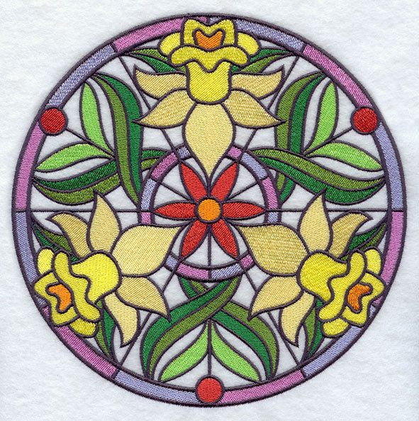 Stained Glass Daffodil Medallion