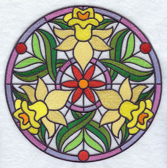 Stained Glass Daffodil Medallion
