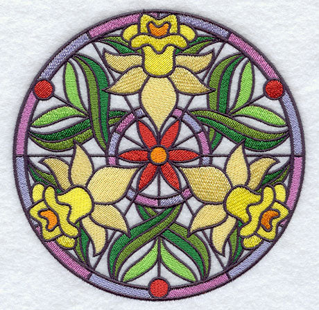 Stained Glass Daffodil Medallion