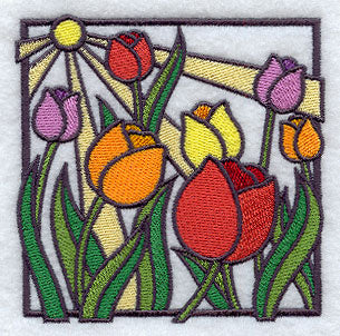 Stained Glass Tulip Square