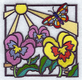 Stained Glass Pansies Square