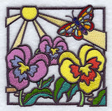 Stained Glass Pansies Square
