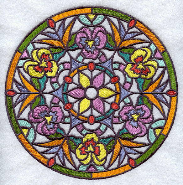 Stained Glass Pansies Medallion
