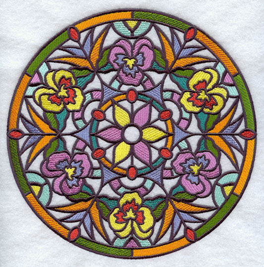 Stained Glass Pansies Medallion