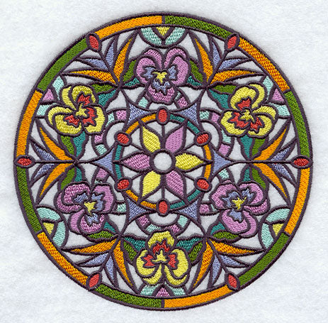 Stained Glass Pansies Medallion