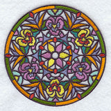 Stained Glass Pansies Medallion