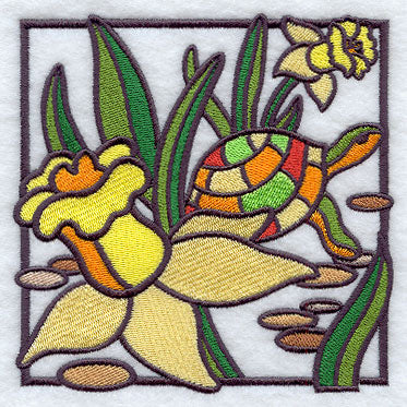 Stained Glass Turtle Square