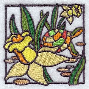 Stained Glass Turtle Square