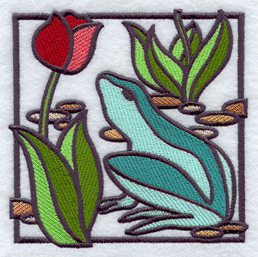 Stained Glass Frog Square