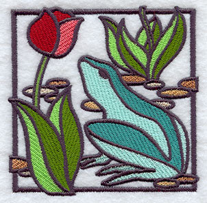 Stained Glass Frog Square