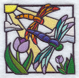 Stained Glass Dragonflies Square
