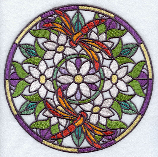 Stained Glass Dragonflies Medallion