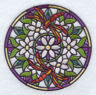 Stained Glass Dragonflies Medallion
