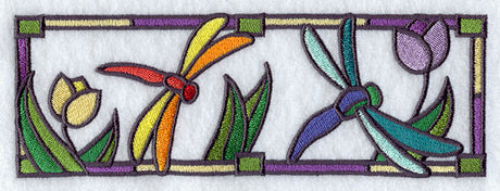 Stained Glass Dragonflies Border