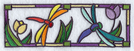 Stained Glass Dragonflies Border