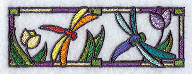 Stained Glass Dragonflies Border
