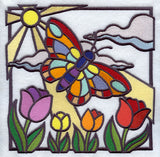 Stained Glass Butterfly Square