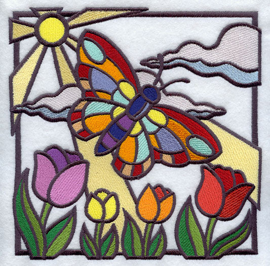 Stained Glass Butterfly Square