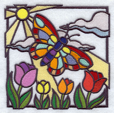 Stained Glass Butterfly Square