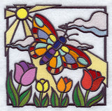 Stained Glass Butterfly Square