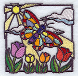 Stained Glass Butterfly Square