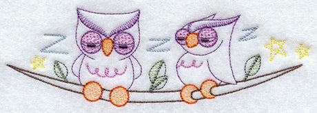 Sleepy Owl Border - Facing Right