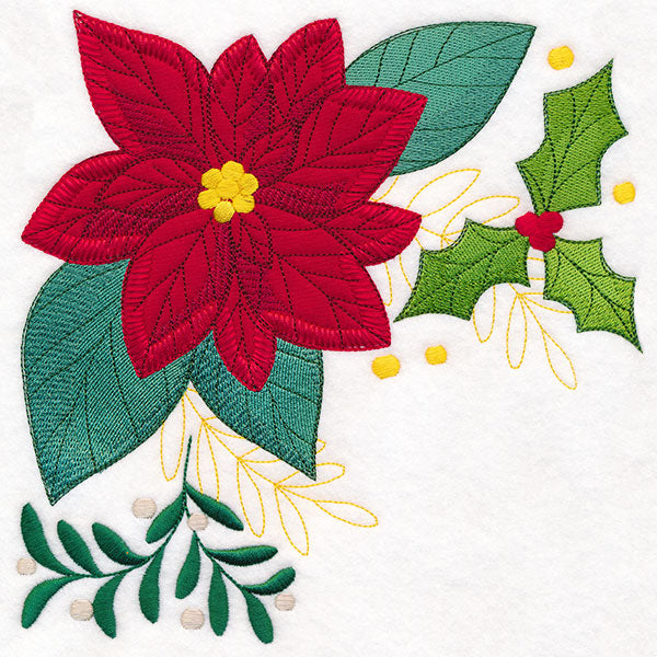 Poinsettia Pillow Corner (Heirloom Applique)