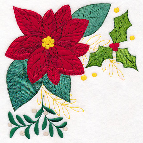 Poinsettia Pillow Corner (Heirloom Applique)