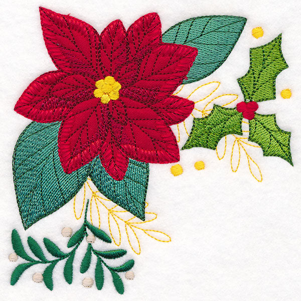 Poinsettia Pillow Corner (Heirloom Applique)