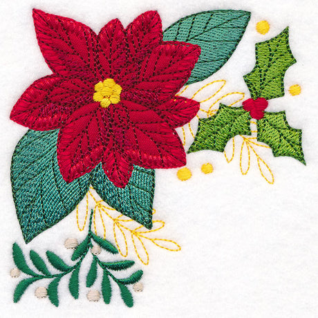 Poinsettia Pillow Corner (Heirloom Applique)
