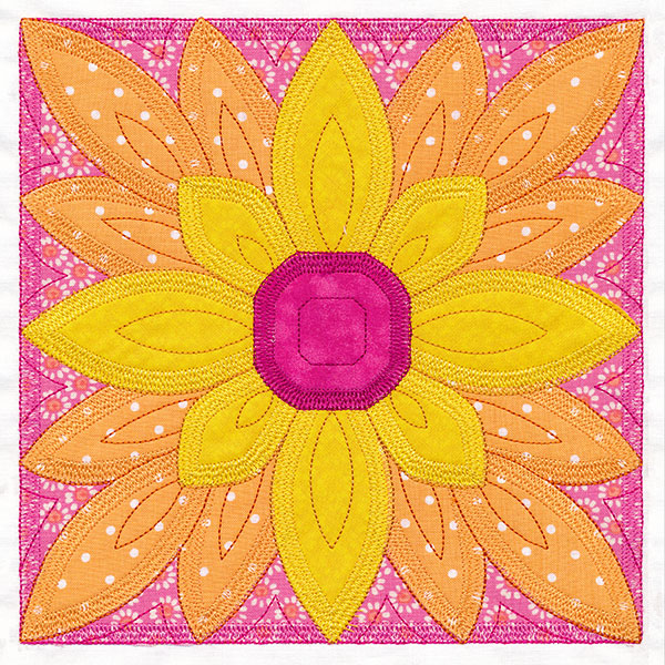 Flowers in Bloom Quilt Block 1 (In-the-Hoop)
