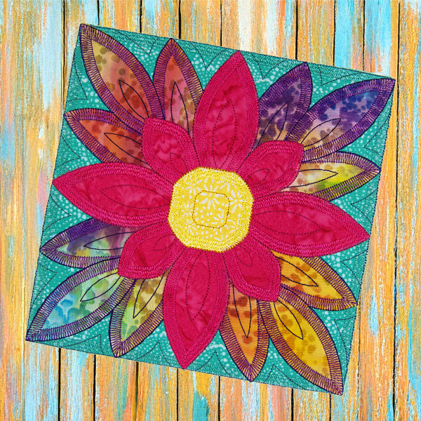 Flowers in Bloom Quilt Block 1 (In-the-Hoop)