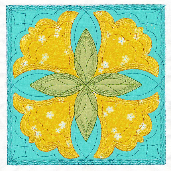 Flowers in Bloom Quilt Block 2 (In-the-Hoop)