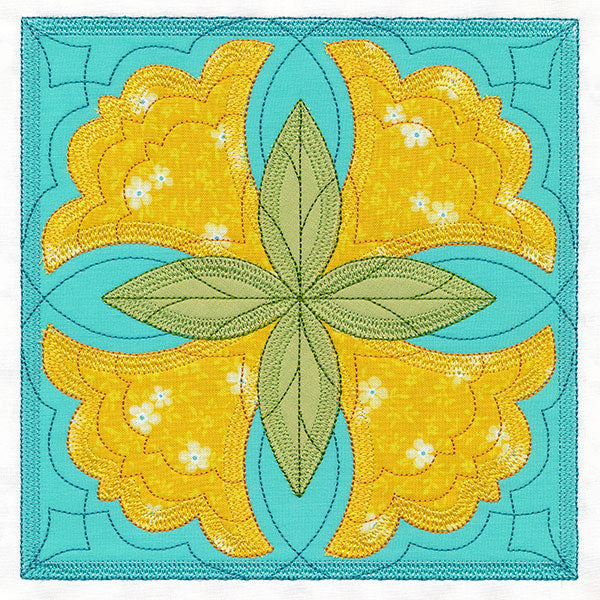 Flowers in Bloom Quilt Block 2 (In-the-Hoop)