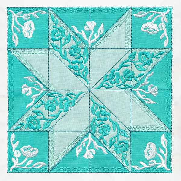 Flowers and Points Quilt Block (In-the-Hoop)