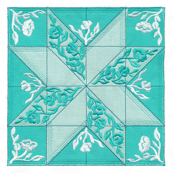 Flowers and Points Quilt Block (In-the-Hoop)