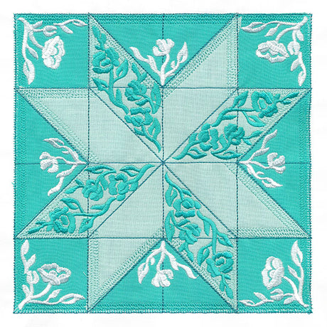 Flowers and Points Quilt Block (In-the-Hoop)